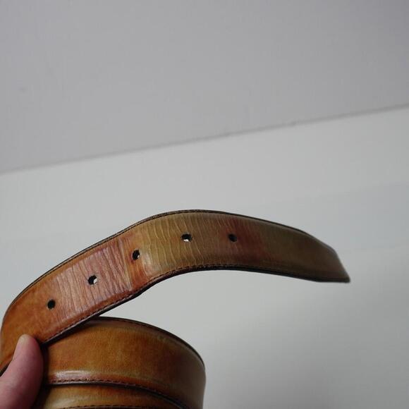 Magnanni Spain Brown Leather Belt Sunburst Ombre Cognac Mens 36 SEE 1510 Unique - Picture 6 of 7